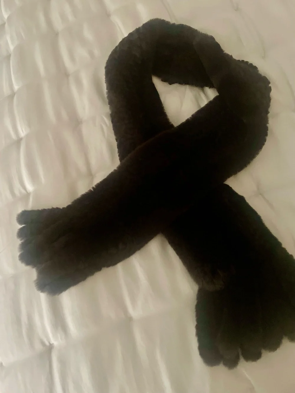 Dark Brown Rabbit Fur Scarf by Dicker and Dicker of Beverly Hills